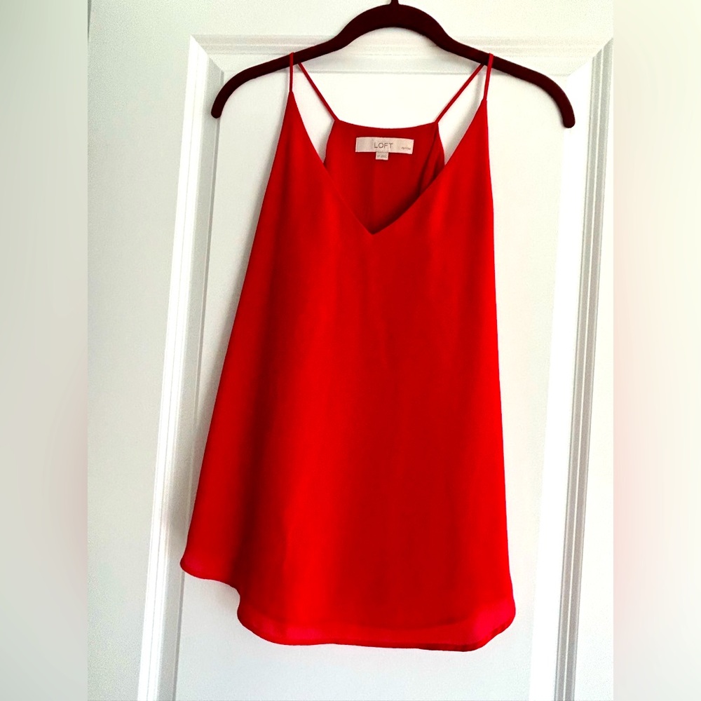 LOFT PS candy apple red silky top like new.